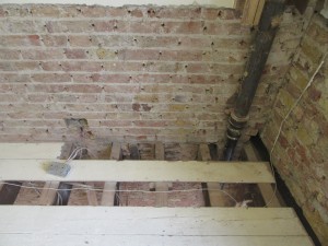 Plaster removed to find extent of Dry-Rot